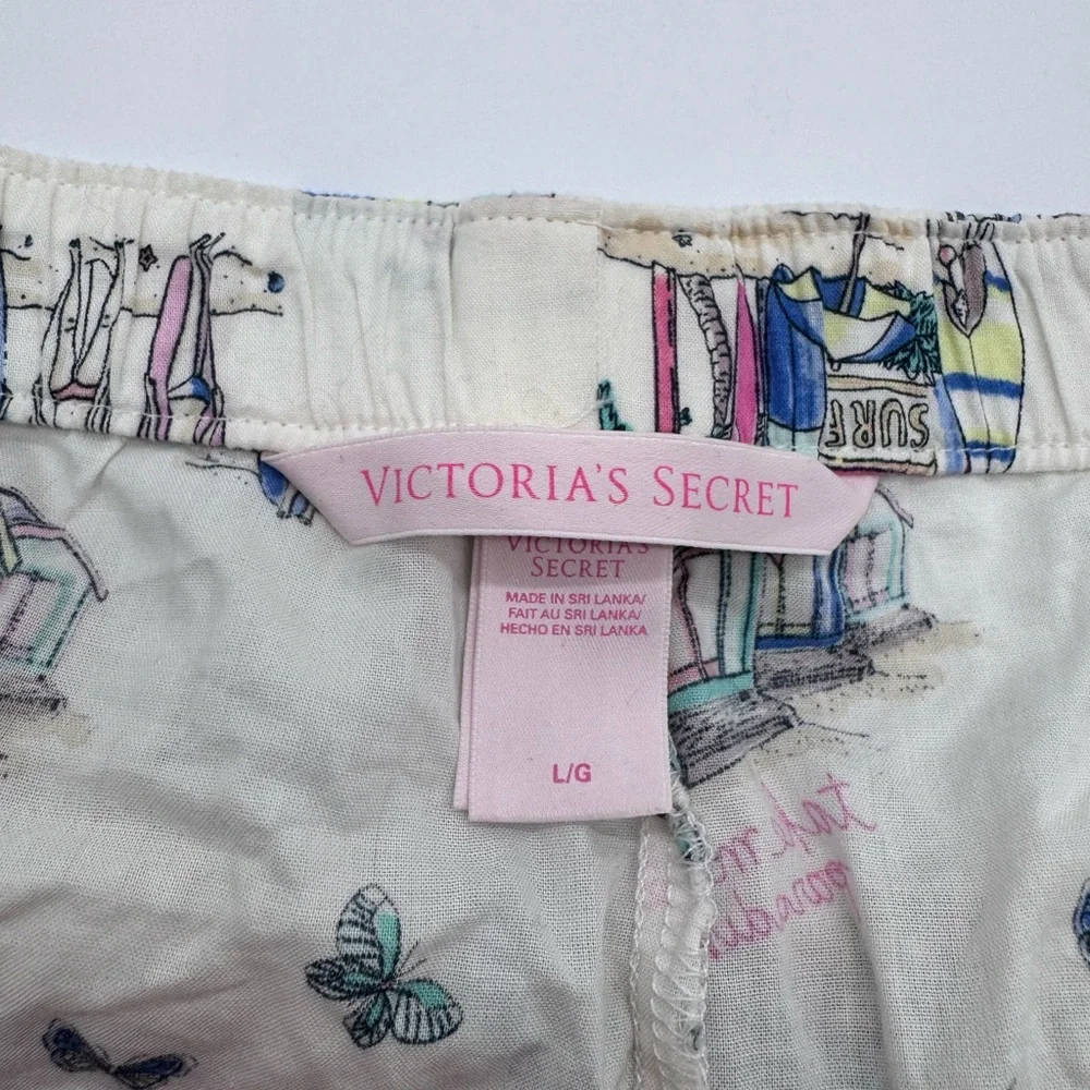 Victoria's Secret White Printed‎ Beach/Surf Scene Lounge Shorts, L - Picture 8 of 12